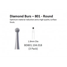 Diamond Bur - 801 Round - BD801.104.018 - 3 pack
